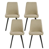 E-STYLO Sedia da pranzo in microfibra beige con gambe e struttura in metallo nero, 48cm X 60cm H. 87cm.