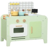 Set Cucina Giocattolo in Legno per Bambini da 3+ Anni con 15 Accessori, Verde