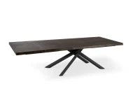 E-STYLO Tavolo allungabile con top rovere termocotto impiallacciato e gambe in metallo nero, 100cm X 200/300cm H. 76cm.