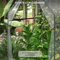 Mini Serra da Giardino con 2 Porte Avvolgibili e Copertura in PE 90x90x145cm, Trasparente