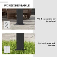 Pergola Gazebo 4x3 m con 8 Fori di Drenaggio, in Alluminio, Metallo e Poliestere, Grigio Scuro