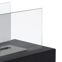 Camino a Bioetanolo da Tavolo 830 W Bruciatori senza Residui Inodore In Acciaio Inox con Vetro 35x18x21 cm Nero