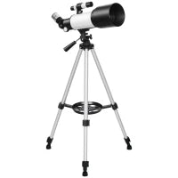 Telescopio Astronomico 70mm con 2 Lenti Oculari e Adattatore Smartphone, 80x80x135 cm, Bianco e Nero