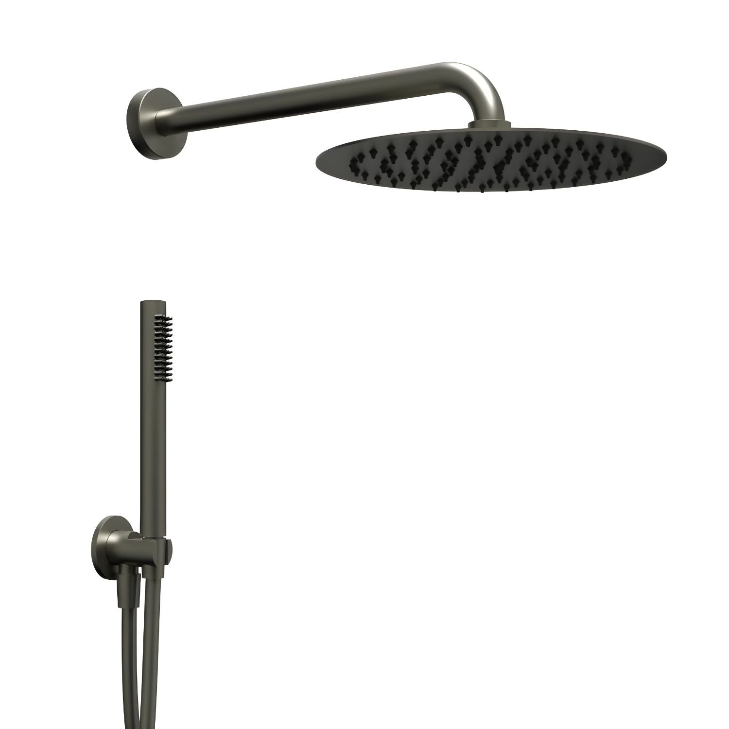 Set per doccia soffione tondo in acciaio inox 250 millimetri canna di fucile *** finitura- canna di fucile, confezione 1