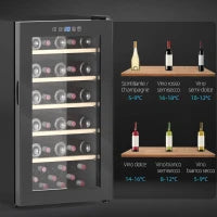 Cantinetta Vino Frigo per 41 Bottiglie, Capacità 91L, Controllo Temperatura e Ripiani in Legno, Nero