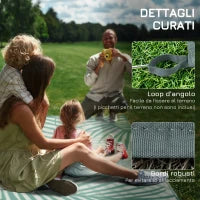 Tappeto da Esterno 274x365cm Impermeabile e Reversibile con Borsa di Trasporto, Verde e Crema