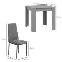 Set da Pranzo 3 Pezzi con Tavolo da Cucina 80x80x76 cm e 2 Sedie Moderne 41x50x97 cm, Grigio