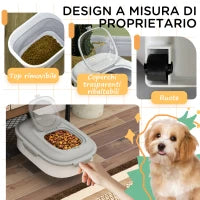 Porta Crocchette Cani Capacità 5-25L con Chiusura Ermetica e Box Deumidificante, in PP e TPE, 44x32x37 cm, Grigio