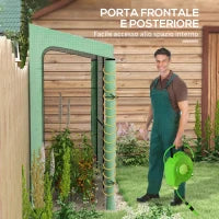Serra da Giardino a Muro con 2 Porte Avvolgibili e Copertura in PE Anti UV, 200x80x200cm, Verde