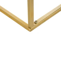 Tavolino da Caffè per Casa e Giardino in Metallo con Effetto Marmo, 40x40x50cm, Oro