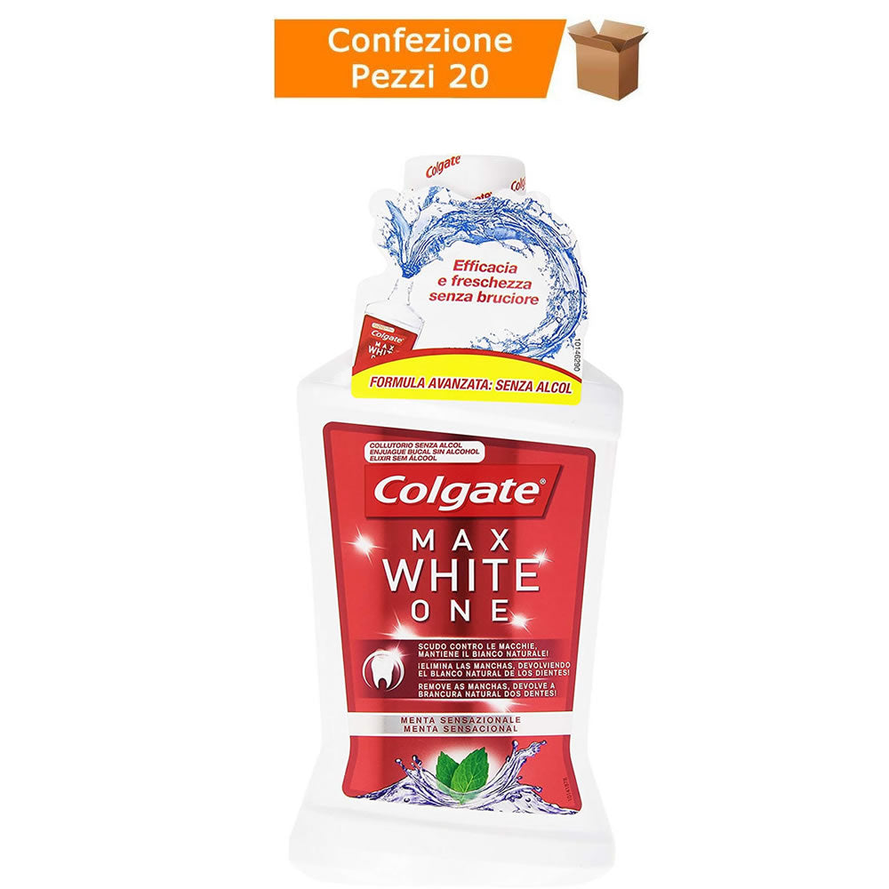 Multipack da 20 colluttori colgate max white one menta sensazionale - confezioni da 500 ml