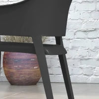 Set 4 Sedie da Giardino in Plastica Impilabili con Braccioli e Schienale Alto in PP, Nero