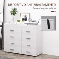 Mobile con Cassetti Cassettiera in Legno per Camera, Cucina, Bagno 90×35×73cm Bianca