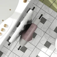 Porta Asciugamani a Terra Autoportante per Bagno a 2 Barre in Metallo, 50x18.5x85cm, Nero