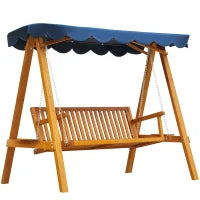 Dondolo da Giardino 3 Posti in Legno con Baldacchino 210x 130x 185cm