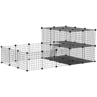 Recinto per Conigli Modulabile in Metallo con Scaletta e Accessori Montaggio, 175x105x70cm - Nero