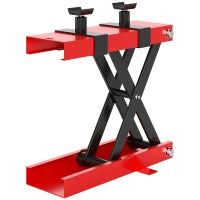 Cavalletto Alzamoto in Acciaio Capacità 500kg, Pieghevole con Altezza Regolabile e Manovella, Rosso