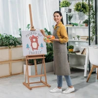 Cavalletto da Pittore Regolabile in Legno di Faggio con Vano Contenitore, 53x50.5x171-230cm