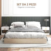 Set 2 Comodini Moderni in Legno con Cassetto e Ripiano Aperto, 39x28x41 cm, Bianco