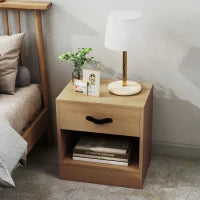 Set di 2 Comodini con Cassetto e Scomparto Aperto per Salotto 39x28x41 cm Naturale