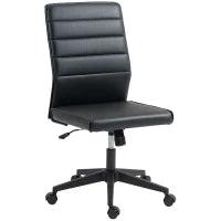 Sedia da Ufficio Ergonomica e Regolabile con Schienale Ricurvo, in Pelle PU e Acciaio, 58x53x97-107 cm, Nero
