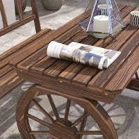 Set da Giardino 3 Pezzi in Legno di Pino con 1 Tavolo da Esterno 115x55x71 cm e 2 Panchine 115x51x80 cm