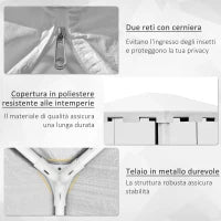 Gazebo da Giardino 4x3 m con Zanzariera e 2 Ingressi, in Metallo e PE, Bianco e Nero