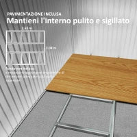 Casetta da Giardino con 2 Porte Scorrevoli e 4 Prese d'Aria in Acciaio, 322x277x192 cm, Marrone