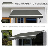 Tenda da Sole per Esterno Avvolgibile a Bracci con Apertura a Manovella, 350x250 cm, Grigio