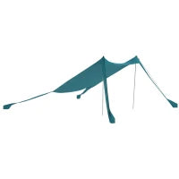 Tenda da Mare, Riparo Solare per Campeggio, Tela con 2 Pali, Tenda Parasole Esterna, 215L x 200l x 200H cm, Blu