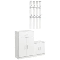 Scarpiera con Appendiabiti a Combinazione per Ingresso e Camera da Letto Legno 100x32x187cm Bianco