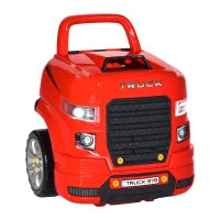 Officina Camion Giocattolo con Motore e 61 Accessori per Bambini 3-5 Anni, Ruote e Maniglia, 40x39x47cm, Rosso