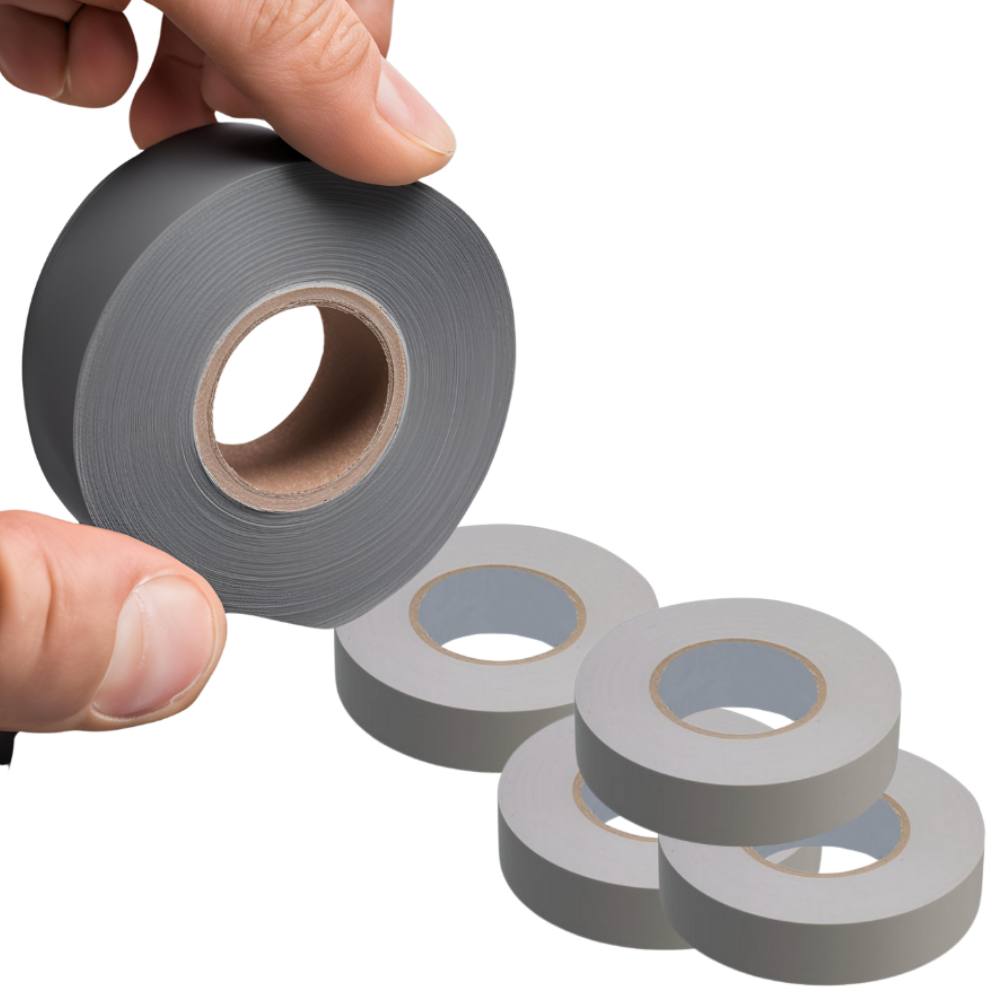 Kit nastro isolante in pvc autoestinguente multicolore per impianti sicuri *** colore grigio, dimensioni 19 mm x 25 m...