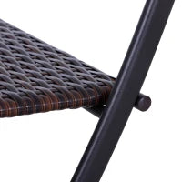Set da Giardino Pieghevole da 3 Pezzi in Rattan PE e Metallo, Set 2 Sedie e Tavolino da Caffè, Protezione dai Raggi UV, Set di Mobili da Balcone, per Patio e Cortile, Marrone