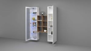 Parete attrezzata soggiorno bianca con vetrina libreria e armadio Teret WH