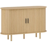 Credenza con Porte Scorrevoli, 4 Compartimenti e Gambe in Legno 120x40x78 cm Rovere