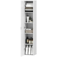 Mobile Bagno Sospeso a Colonna con Ripiani Regolabili e Chiusura Soft Close, 30x31.5x160 cm, Bianco