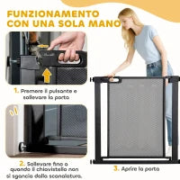 Cancellino per Cani Estensibile a Pressione con Chiusura Automatica, Acciaio e ABS, 75-82x76 cm, Nero