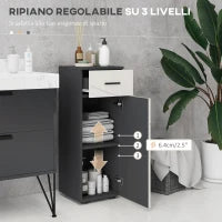 kleankin Mobiletto Bagno in Truciolato con Cassetto e Armadietto a 2 Livelli Regolabili, 30x30x82 cm, Grigio
