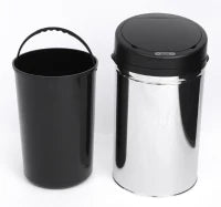 HomCom Cestino dei rifiuti rotondo in acciaio inox con sensore 30L