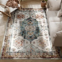 Tappeto Vintage Antiscivolo e Lavabile a Pelo Corto per Soggiorno e Camera, 230x160 cm, Multicolore