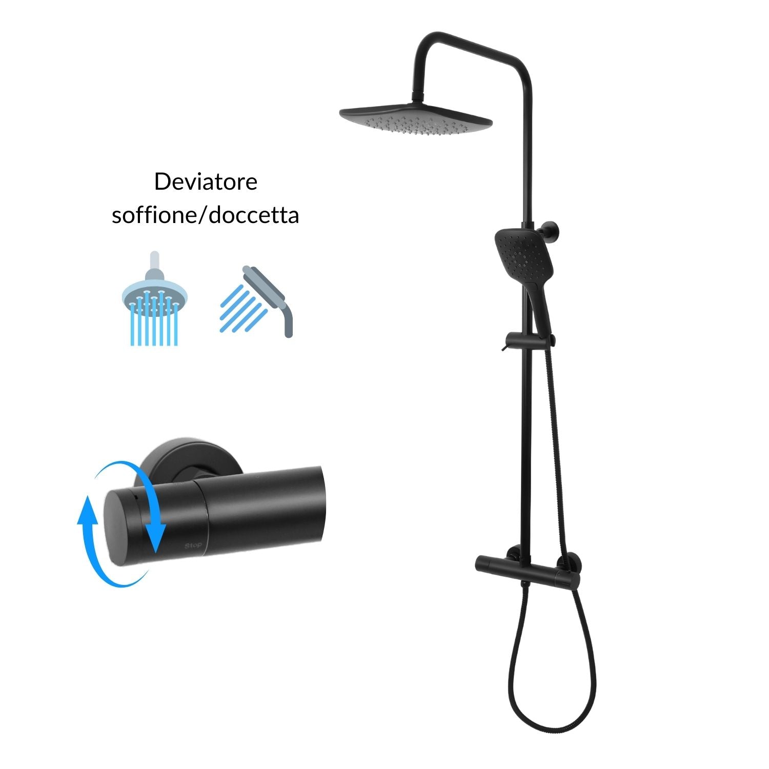 Colonna doccia attrezzata slot black termostatica 2 funzioni doccetta quadro *** confezione 1