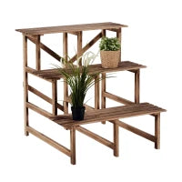 Fioriera Portavasi a 3 Gradini in Legno di Abete in Grado di Supportare Fino a 80kg di Carico per Giardini, Terrazzi, Balconi e Appartamenti 80x80x78cm