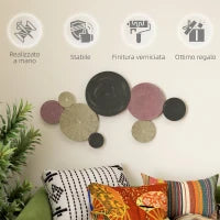 Wall Art a 8 Dischi 3D in Metallo, 110x7x58 cm, color Bronzo, Arancione e Giallo