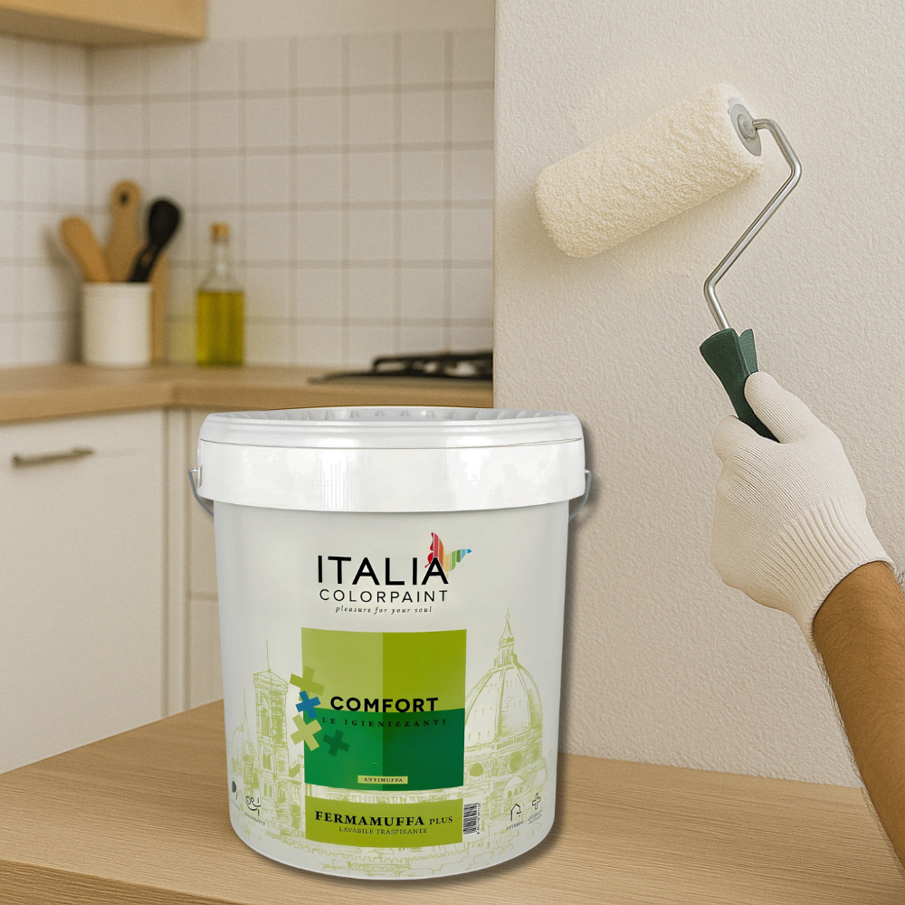 Idropittura lavabile traspirante bianca interni umidità comfort fermamuffa plus *** formato 4 lt, confezione 1