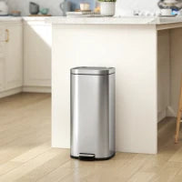 Pattumiera a Pedale da 30L con Secchio Rimovibile, in Metallo e PP, 29x36x59.5 cm, Argento