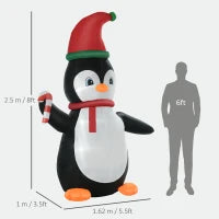 Pinguino natalizio gonfiabile, 2,5 m con 3 luci LED, 162 x 100 x 250 cm, Multicolore