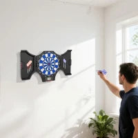 Bersaglio Freccette Elettronico con 6 Freccette e Monitor LCD per 31 Giochi, 83x45x4 cm, Nero e Blu