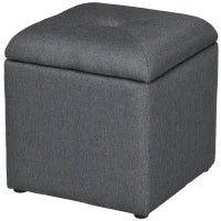 Pouf Contenitore Imbottito in Tessuto Teddy Morbido per Salotto e Camera, 39x39x39cm, Grigio