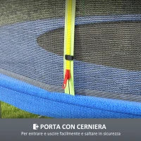 Rete di Protezione per Trampolini a 8 Pali con Ingresso con Cerniera, in PE, Ø366x180 cm, Nero e Verde